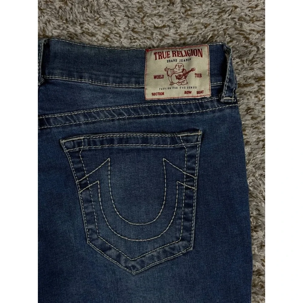 True Religion Ricky Big T Shorts Relaxed Straight Denim Blue Size 36